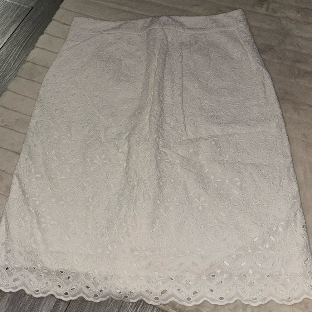 Talbots eyelet skirt with front fold
